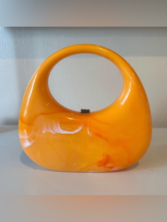 Handbags - Orange Acrylic top handle bag